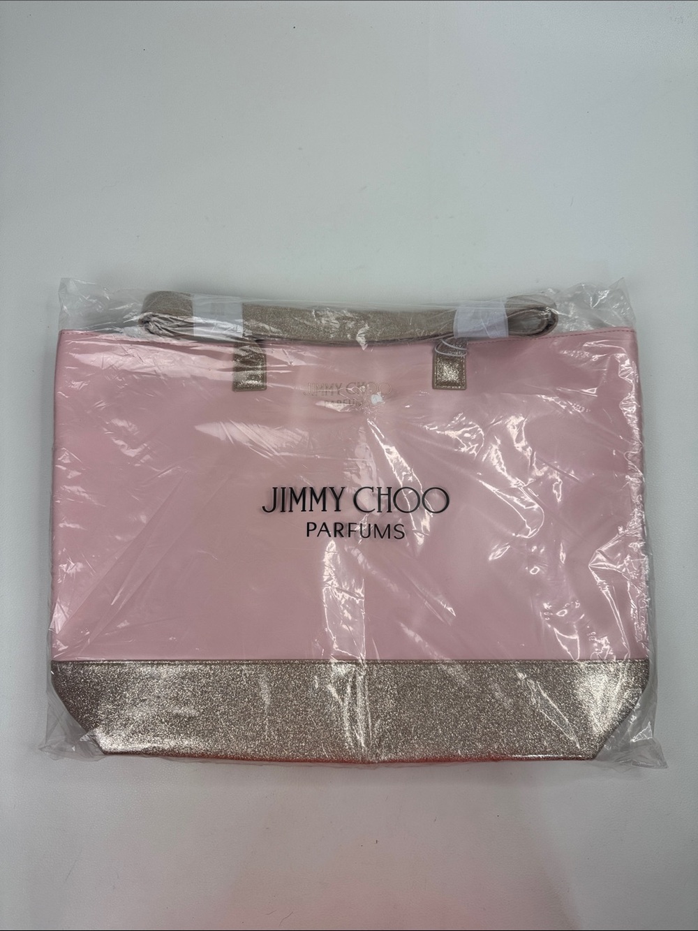 Jimmy Choo Parfums Pink Tote with Metallic Rose Gold Base NEW NWT